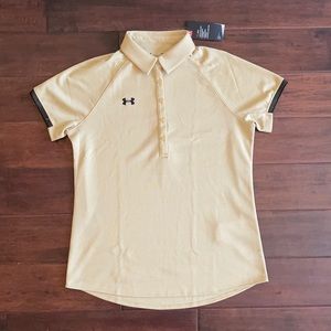 NWT Under Armour Gold and Black Polyester Polo Women’s Size Small